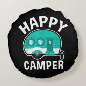 Happy Camper Camping Car Caravan Funny Vacation ラウンドクッション (裏面)