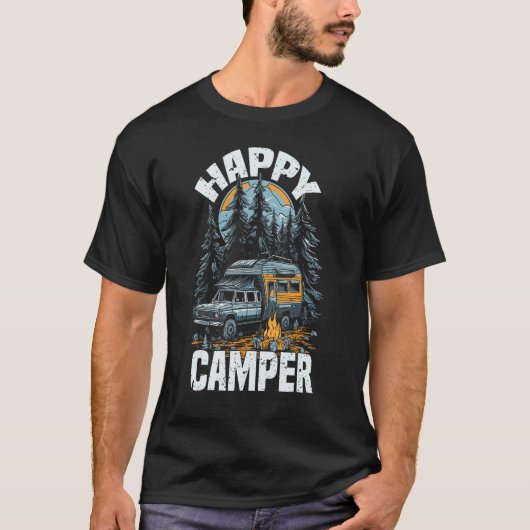 Happy Camper Camping Graphic Tees for Men Women Tシャツ (正面)