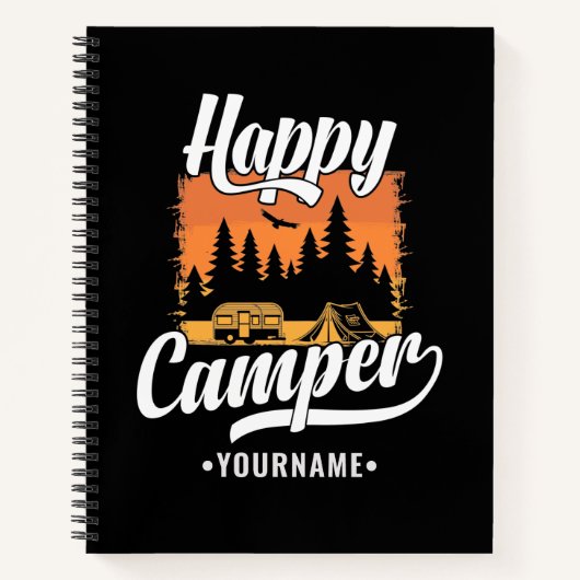 Happy Camper Camping Hiking Travel Caravan Life ノートブック (正面)