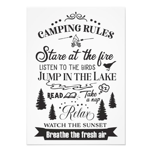 Happy Camper Camping Rules フォトプリント (正面)