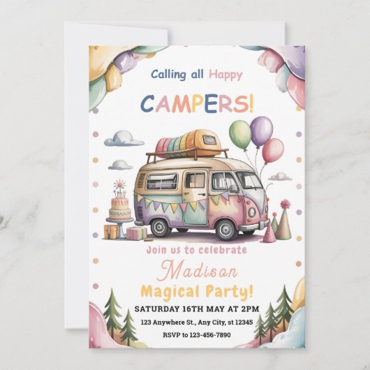 Happy Camper Celebration Invitation 招待状 (正面)
