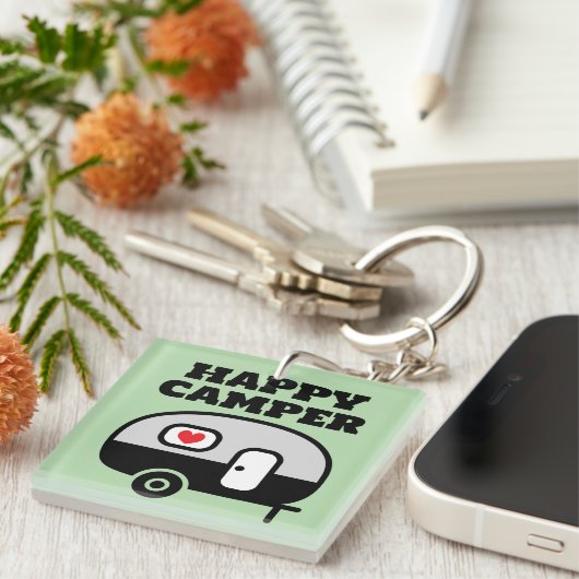 Happy Camper cute keychain for RV mobile home キーホルダー (正面右)