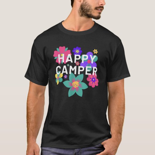 Happy Camper Floral Layering Flowers Camping Tee f Tシャツ (正面)
