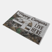 Happy Camper Lives Here Doormat, Personalized ドアマット (アングル)