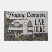 Happy Camper Lives Here Doormat, Personalized ドアマット (正面)