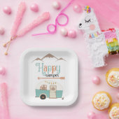 Happy Camper Retro RV Square Paper Plates ペーパープレート (パーティー)