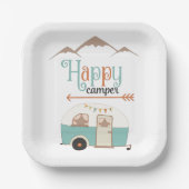 Happy Camper Retro RV Square Paper Plates ペーパープレート (正面)