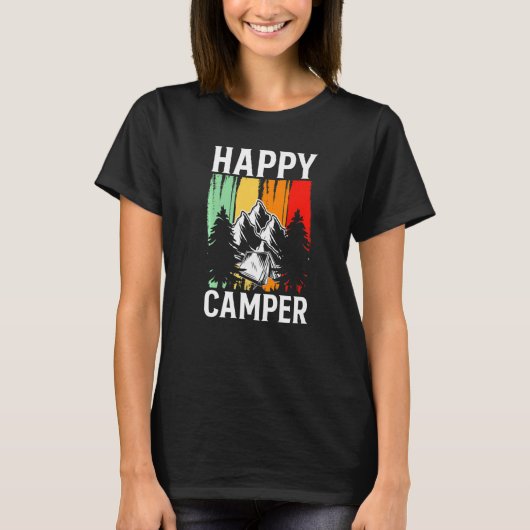 Happy Camper Retro Vintage Camping Premium Tシャツ (正面)