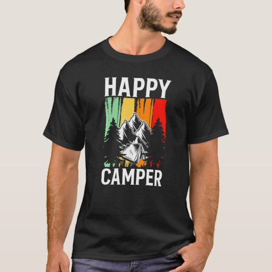 Happy Camper Retro Vintage Camping Premium Tシャツ (正面)