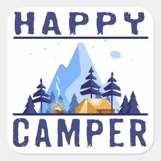 Happy Camper Stickers スクエアシール (正面)