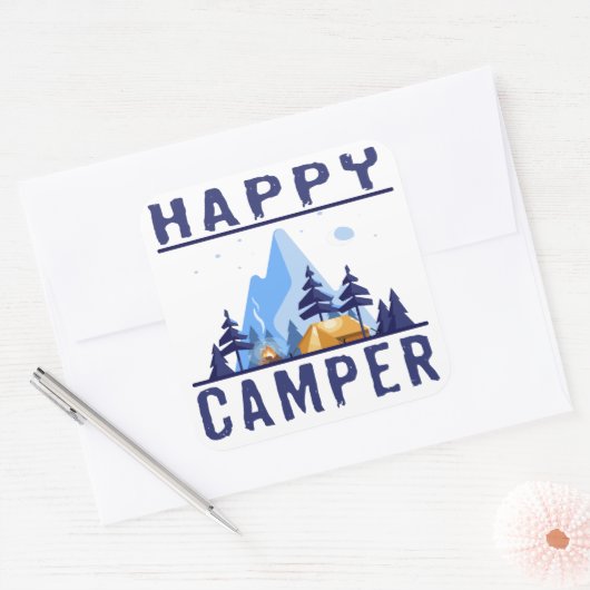 Happy Camper Stickers スクエアシール (封筒)