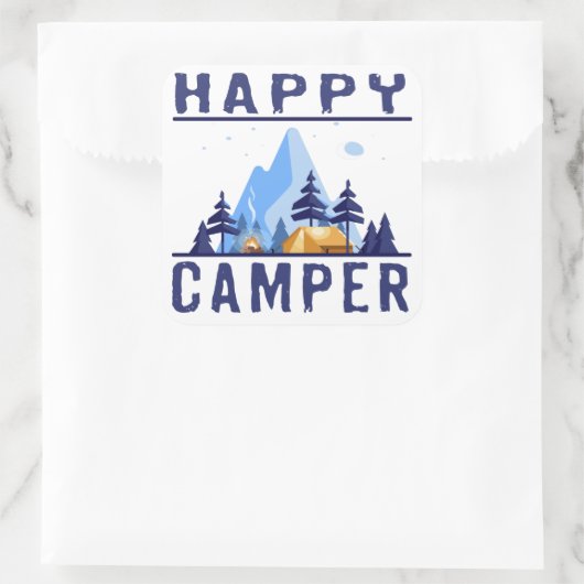 Happy Camper Stickers スクエアシール (バッグ)