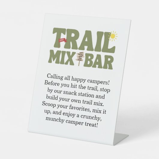 Happy Camper Trail Mix Bar Kids Birthday 台座サイン (正面)