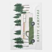 HAPPY CAMPERSトラックキャンプRVingツリーフォレスト キッチンタオル (縦)