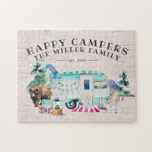 Happy Campers | お家族の名前入りキャンプ ジグソーパズル (横)