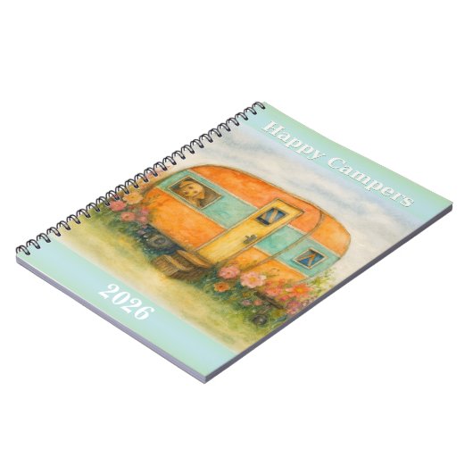 Happy Campers 2025 Spiral Notebook — Retro Caravan ノートブック (左側)