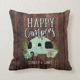 Happy Campers, Camping, RV, Motorhome，トレーラー クッション