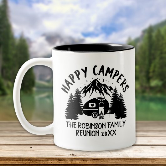 Happy Campers Family Road Trip ツートーンマグカップ