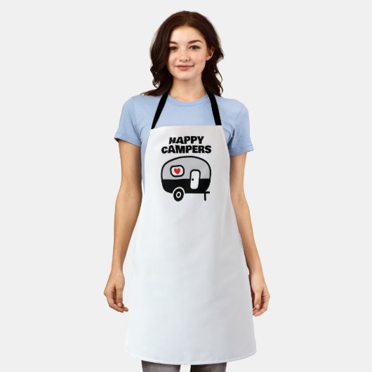 Happy Campers funny trailer home apron エプロン (着用した状態)