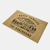 Happy Campers Personalized Custom Family Name ドアマット (アングル)