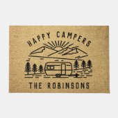 Happy Campers Personalized Custom Family Name ドアマット (正面)