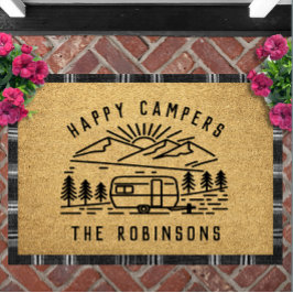 Happy Campers Personalized Custom Family Name ドアマット