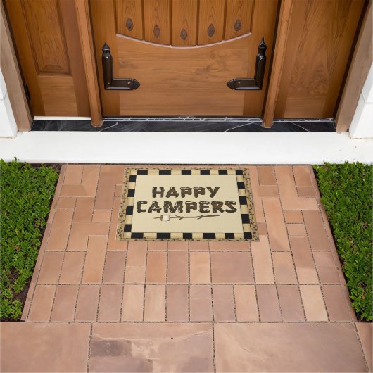 Happy Campers word art doormat ドアマット (室外)