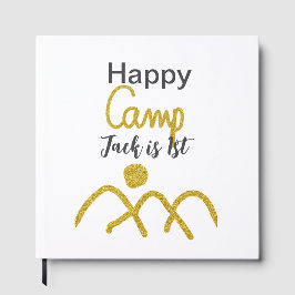 Happy camping camper one birthday kids golden sun ゲストブック
