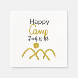 Happy camping camper one birthday kids golden sun スタンダードカクテルナプキン