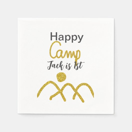 Happy camping camper one birthday kids golden sun スタンダードカクテルナプキン (正面)