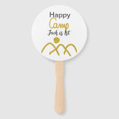 Happy camping camper one birthday kids golden sun ハンドファン (裏面)