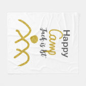 Happy camping camper one birthday kids golden sun フリースブランケット (正面(横))