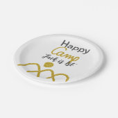 Happy camping camper one birthday kids golden sun ペーパープレート (アングル)