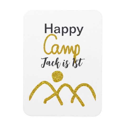 Happy camping camper one birthday kids golden sun マグネット (縦)