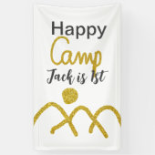 Happy camping camper one birthday kids golden sun 横断幕 (縦)