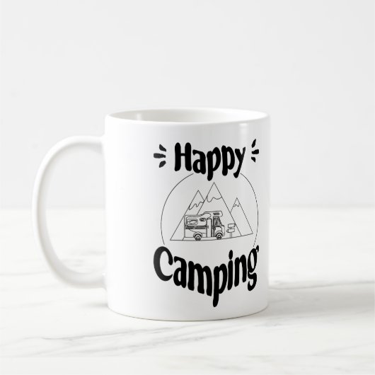 Happy Camping - fröhliches cooles Grafikdesign コーヒーマグカップ (左)