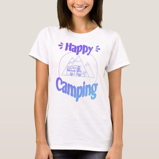 Happy Camping - fröhliches cooles GrafikdesT-Shirt Tシャツ (正面)