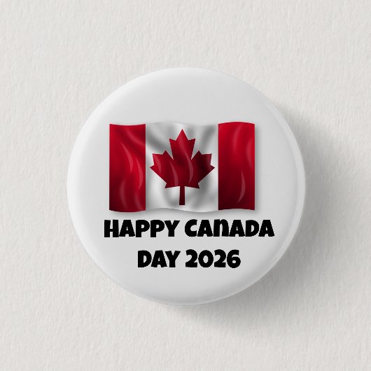 Happy Canada Day 1 Inch Round Button 缶バッジ (正面)