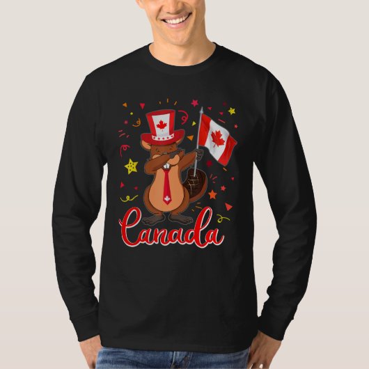Happy Canada Day - Cute Beaver Dab girls Boys Kids Tシャツ (正面)