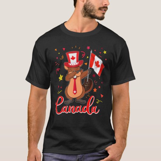 Happy Canada Day - Cute Beaver Dab girls Boys Kids Tシャツ (正面)