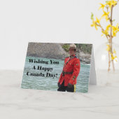 Happy Canada Day Mountie写真 カード (黄色い花)