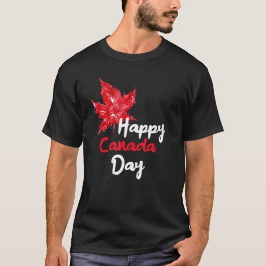 Happy Canada Day Party Canadian Flag Maple Patriot Tシャツ (正面)
