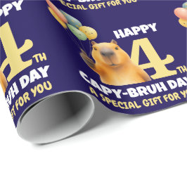 HAPPY CAPY BRUH DAY オリジナル4歳の誕生日カピバラ ラッピングペーパー