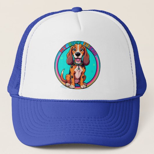 Happy Cartoon Beagle Dog 最高の My Friend キャップ (正面)