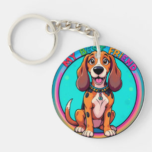 Happy Cartoon Beagle Dog 最高の My Friend キーホルダー