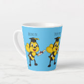 Happy cartoon bee graduation カフェラテマグ (左アングル)