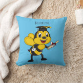 Happy cartoon bee graduation クッション (ブランケット)