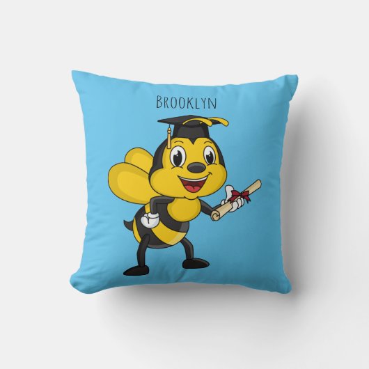 Happy cartoon bee graduation クッション (正面)