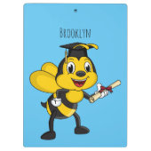 Happy cartoon bee graduation クリップボード (裏面)
