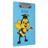 Happy cartoon bee graduation クリップボード (右)